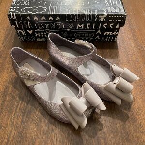 Mini Melissa Glittery Mary Jane Shoes with Bow